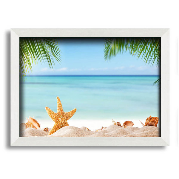 House of Hampton Starfish On The Beach Scene Framed Print Wall Art